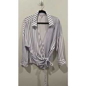 BUFFALO DAVID BITTON Wrap Purple Striped Blouse